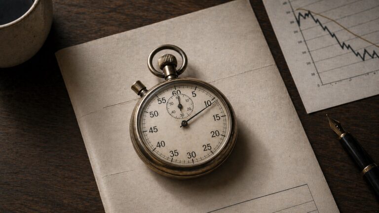 Vintage stopwatch on a refinance document — a visual representation of the question when should I refinance my mortgage and the importance of timing